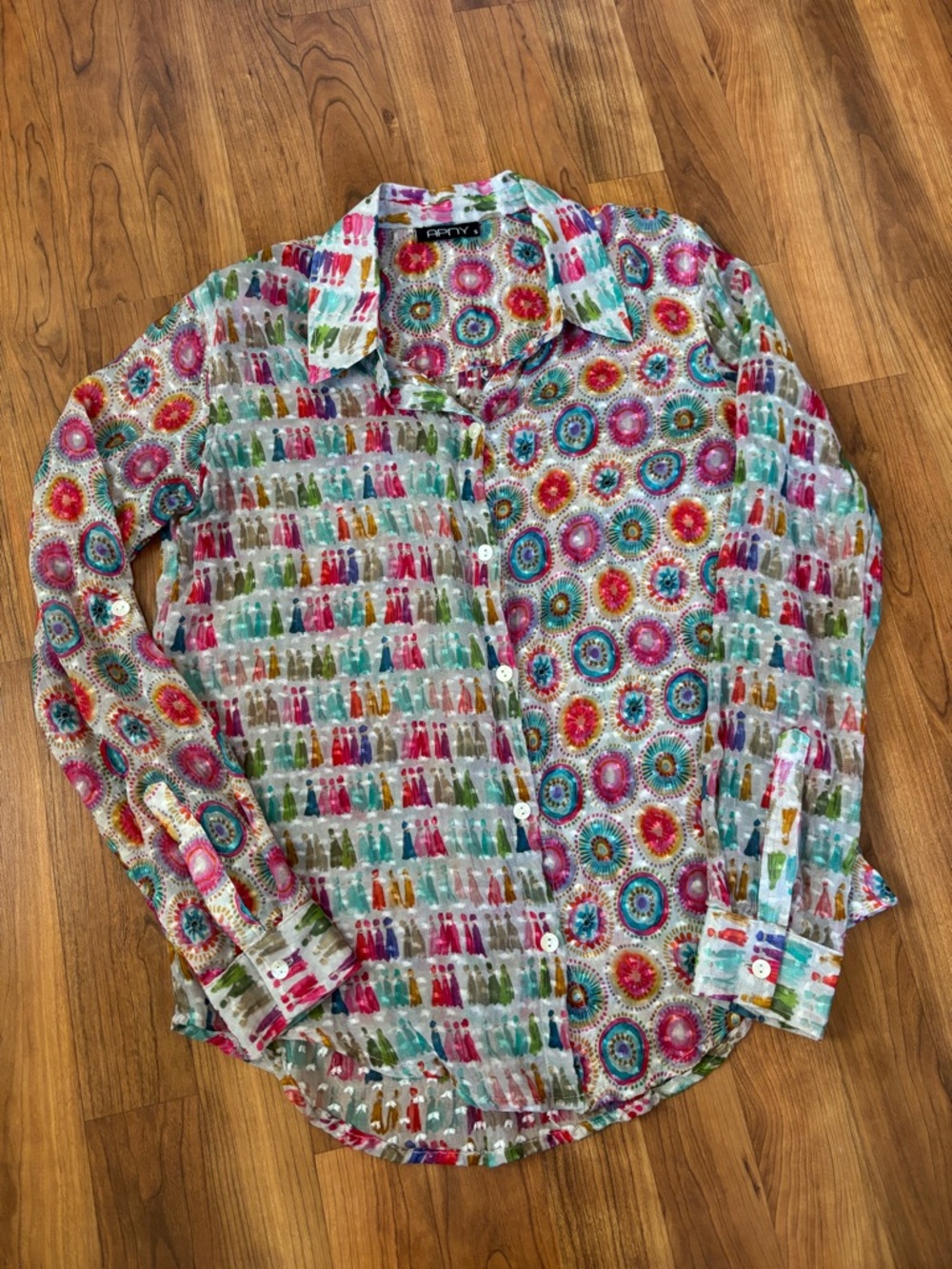 Apny Cupro Mutlicolor Patterned Long-Sleeve Shirt Size Small